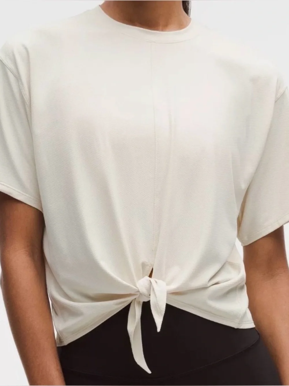 LuLuLemon All Sport Tie Front Shirt size 8 Ivory Cream Off White